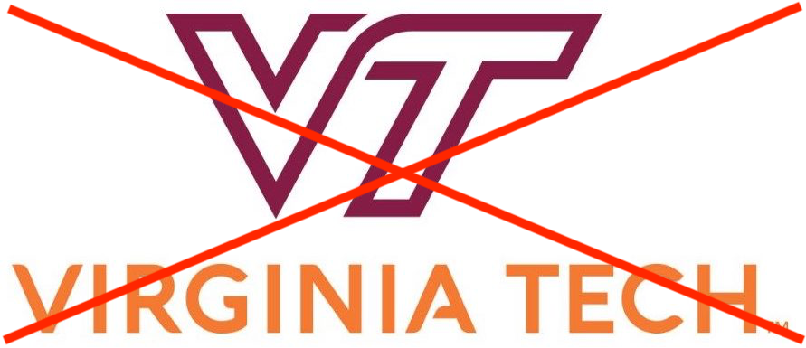 virginia tech logo with x over it
