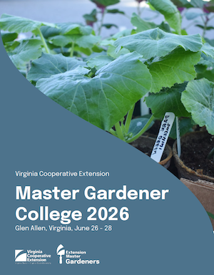 Cover of a document with text reading "Master Gardener College 2026"